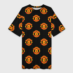 Футболка женская длинная Manchester United Pattern, цвет: 3D-принт