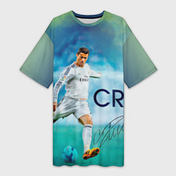 Футболка женская длинная CR Ronaldo, цвет: 3D-принт
