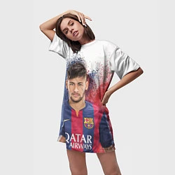 Футболка женская длинная Neymar FCB, цвет: 3D-принт — фото 2