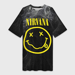 Женская длинная футболка Nirvana Smoke