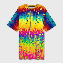 Футболка женская длинная Tie dye, цвет: 3D-принт