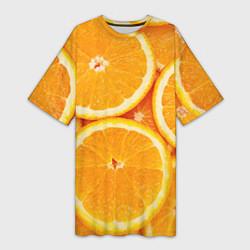 Футболка женская длинная Апельсин, цвет: 3D-принт