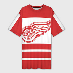 Футболка женская длинная Detroit Red Wings, цвет: 3D-принт