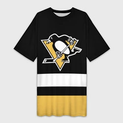 Женская длинная футболка Pittsburgh Penguins: Black