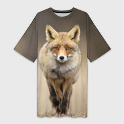 Женская длинная футболка Бегущая лисица