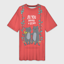 Женская длинная футболка Кисули Love