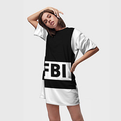 Футболка женская длинная Бронежилет FBI, цвет: 3D-принт — фото 2