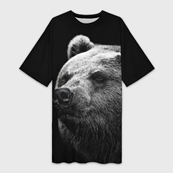 Женская длинная футболка Черно-белый медведь