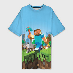 Женская длинная футболка Minecraft Summer