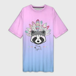 Женская длинная футболка Raccoon: Free Spirit