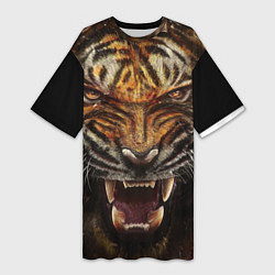 Женская длинная футболка Разъяренный тигр