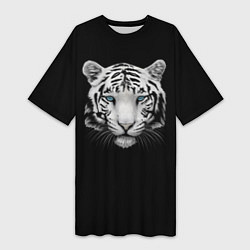 Женская длинная футболка Голова белого тигра