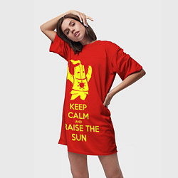Футболка женская длинная Keep Calm & Praise The Sun, цвет: 3D-принт — фото 2