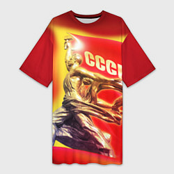 Женская длинная футболка СССР рабочие