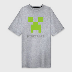 Женская футболка-платье Minecraft logo grey