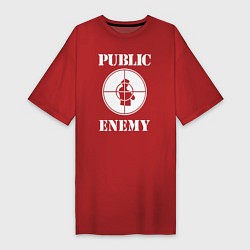 Футболка женская-платье Public Enemy, цвет: красный