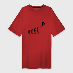 Женская футболка-платье Эволюция лыжник