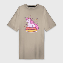 Женская футболка-платье Единорог на пончике
