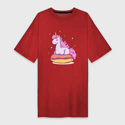 Женская футболка-платье Единорог на пончике
