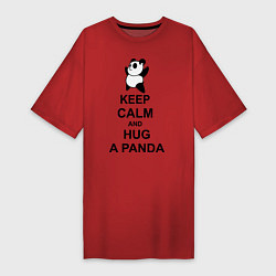 Футболка женская-платье Keep Calm & Hug A Panda, цвет: красный