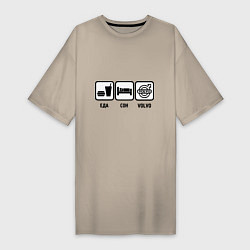 Женская футболка-платье Еда, сон и Volvo