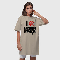 Футболка женская-платье I love Linkin Park, цвет: миндальный — фото 2