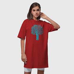 Футболка женская-платье Cyberpunk 2077: Blue Tree, цвет: красный — фото 2