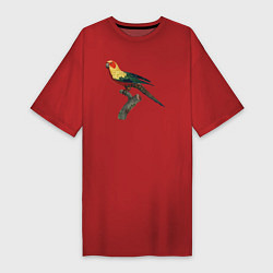 Футболка женская-платье Попугай аратинга, цвет: красный
