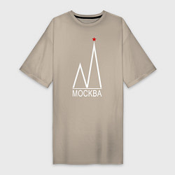Женская футболка-платье Москва-белый логотип-2