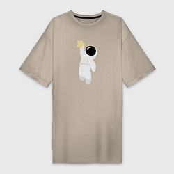 Женская футболка-платье Космонавт и звезда