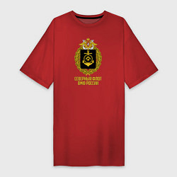 Футболка женская-платье Северный флот ВМФ России, цвет: красный
