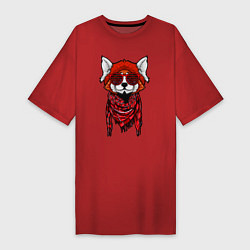 Футболка женская-платье Красная панда, цвет: красный