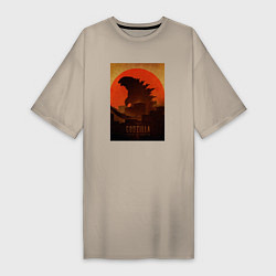 Женская футболка-платье Godzilla and red sun