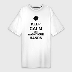 Футболка женская-платье Keep Calm & Wash Hands, цвет: белый