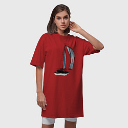 Футболка женская-платье Парусник, цвет: красный — фото 2