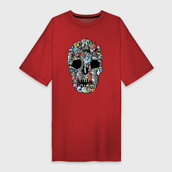 Футболка женская-платье Tosh Cool skull, цвет: красный