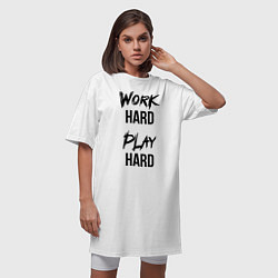 Футболка женская-платье Work hard Play hard, цвет: белый — фото 2