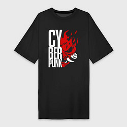 Женская футболка-платье Cyberpunk 2077 Белый панк
