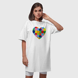 Футболка женская-платье Сердце-пазл, цвет: белый — фото 2