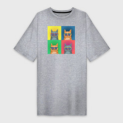 Женская футболка-платье Pop Art Коты