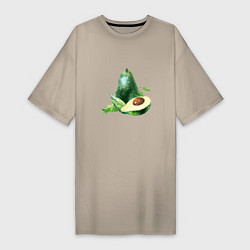 Женская футболка-платье Акварельное авокадо