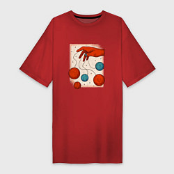 Футболка женская-платье Планеты Марионетки, цвет: красный