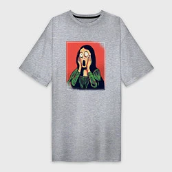 Женская футболка-платье Мона Лиза Крик Мунка пародия