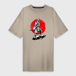 Футболка женская-платье Воин-самурай, цвет: миндальный