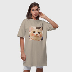 Футболка женская-платье Мем про котов, цвет: миндальный — фото 2