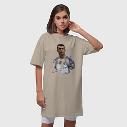 Футболка женская-платье Cristiano Ronaldo Manchester United Portugal, цвет: миндальный — фото 2
