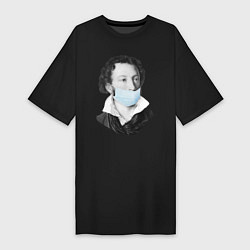Женская футболка-платье Пушкин в медицинской маске