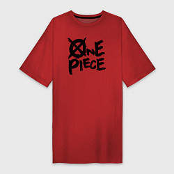 Футболка женская-платье One Piece Большой куш лого, цвет: красный