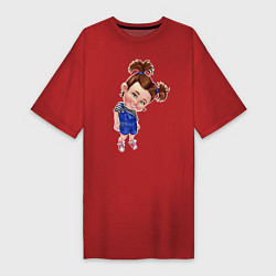 Футболка женская-платье Кокетка, цвет: красный