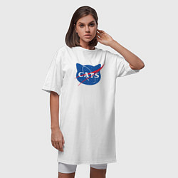 Футболка женская-платье Cats NASA, цвет: белый — фото 2